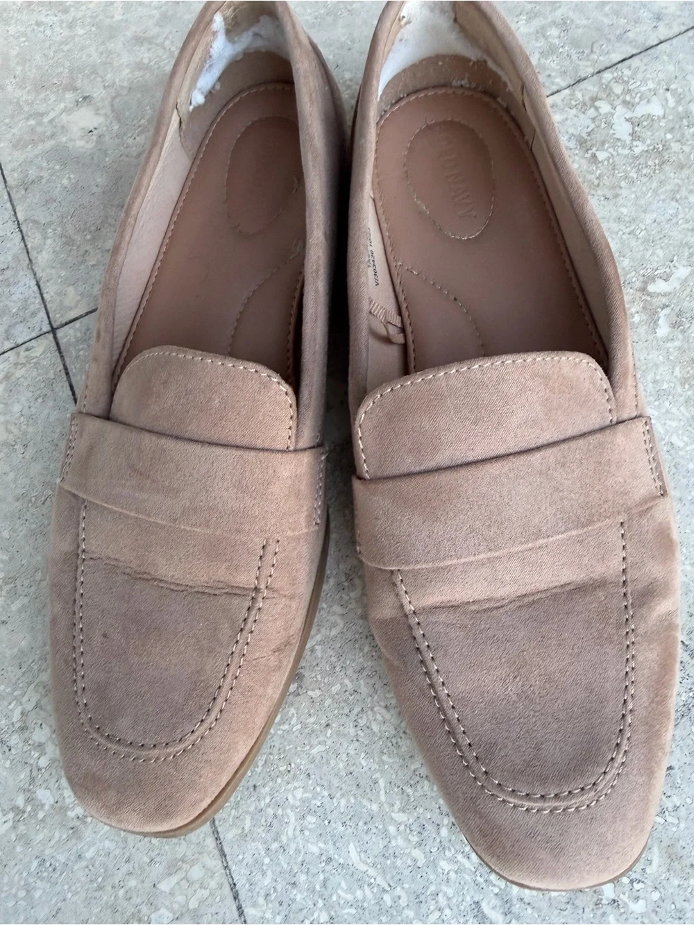 Women’s Suede Penny Loafers in Taupe